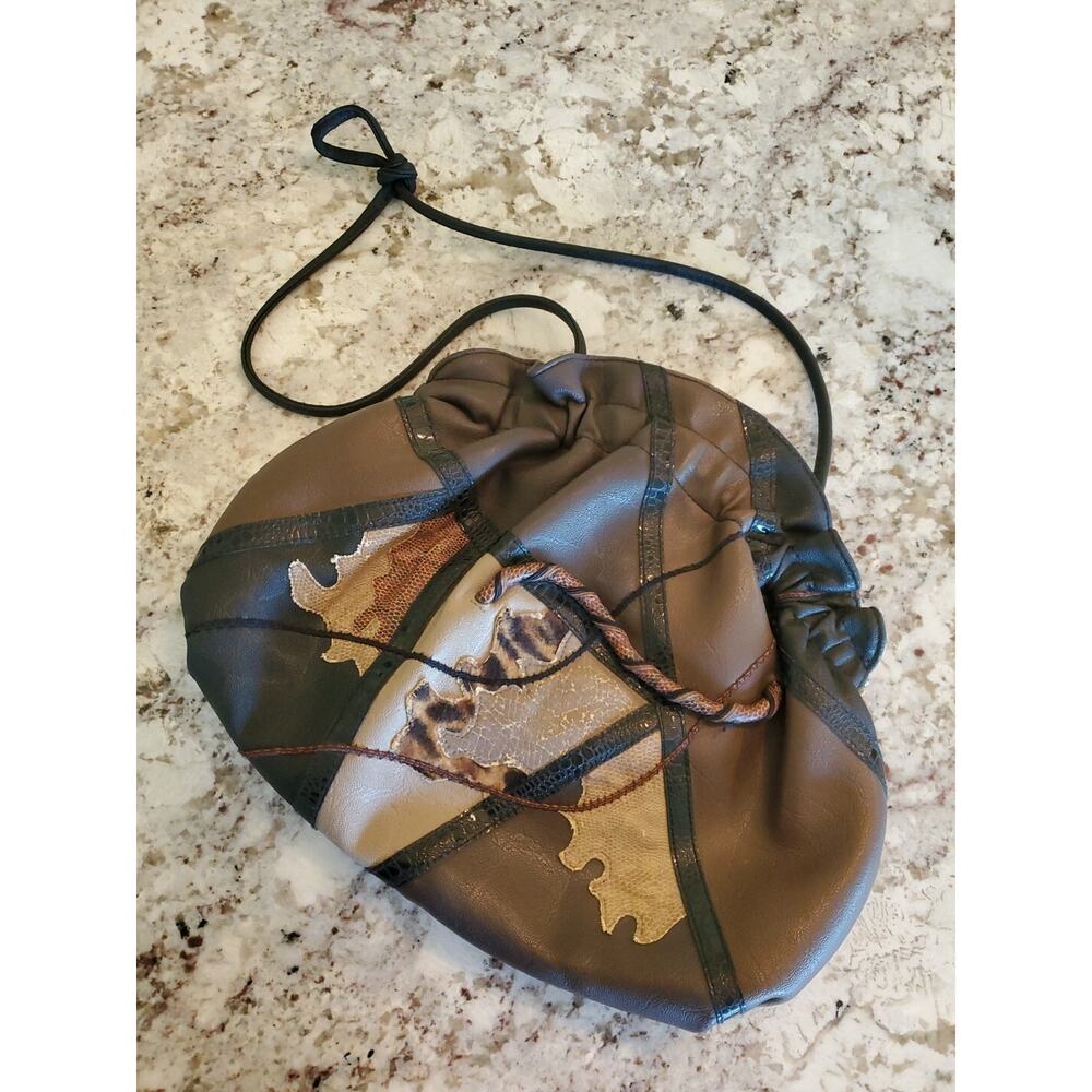 Sharif-style Vintage Women's Patchwork Brown Leather Reptile Purse Shoulder Bag